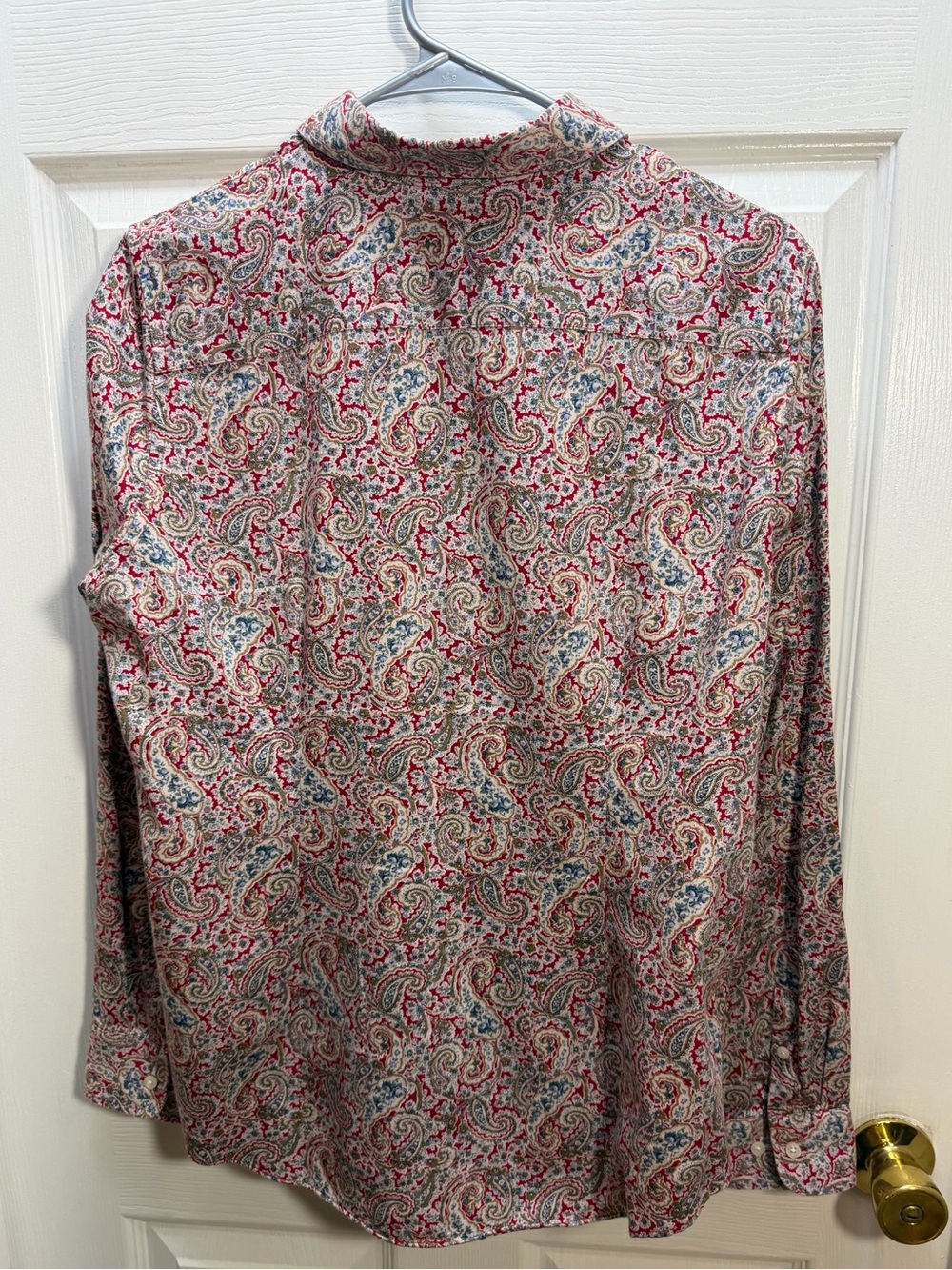 Chaps Women's Button-Down Shirt in Red and Blue Paisley - Picture 3 of 5